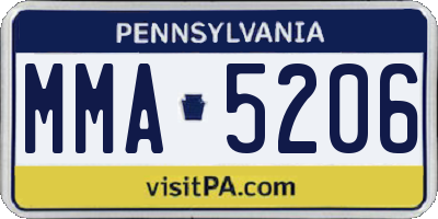 PA license plate MMA5206