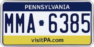 PA license plate MMA6385