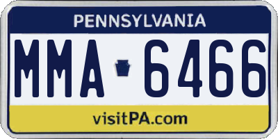 PA license plate MMA6466