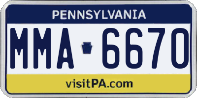 PA license plate MMA6670