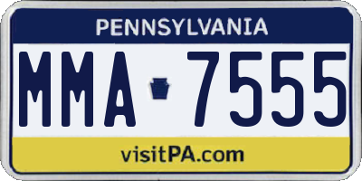 PA license plate MMA7555