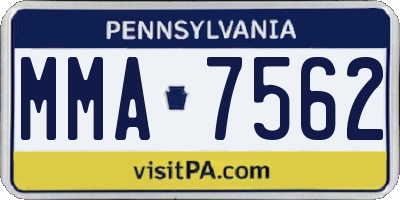 PA license plate MMA7562