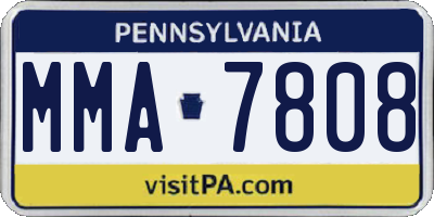 PA license plate MMA7808