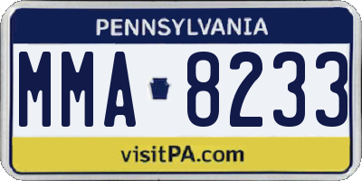 PA license plate MMA8233