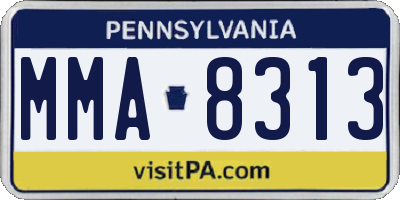 PA license plate MMA8313