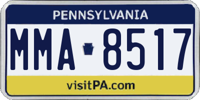 PA license plate MMA8517