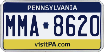 PA license plate MMA8620