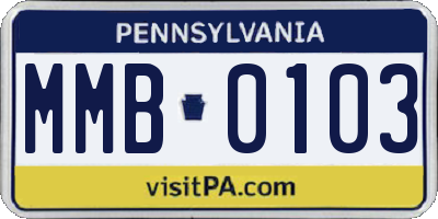 PA license plate MMB0103
