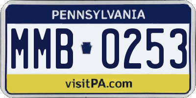 PA license plate MMB0253
