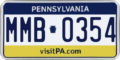 PA license plate MMB0354