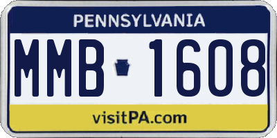 PA license plate MMB1608