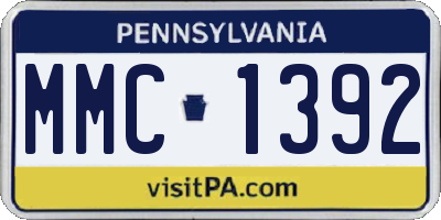 PA license plate MMC1392