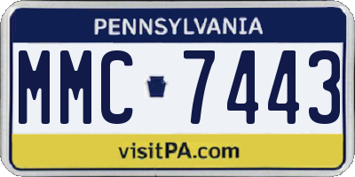 PA license plate MMC7443