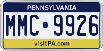 PA license plate MMC9926