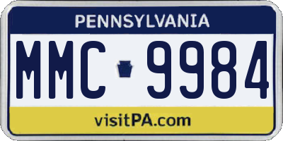 PA license plate MMC9984