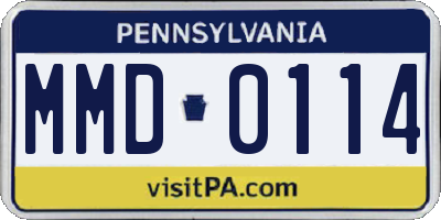 PA license plate MMD0114