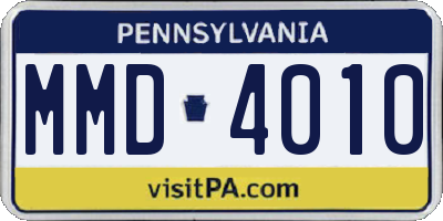 PA license plate MMD4010