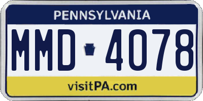 PA license plate MMD4078