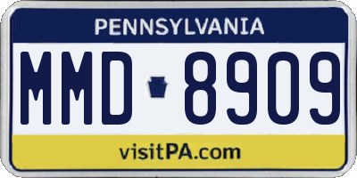 PA license plate MMD8909
