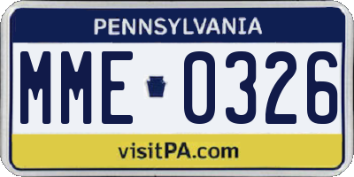 PA license plate MME0326