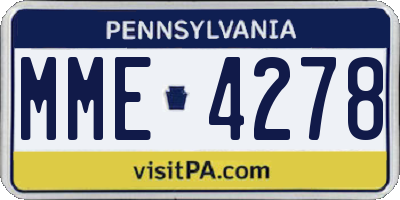 PA license plate MME4278