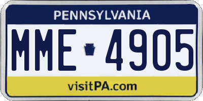 PA license plate MME4905