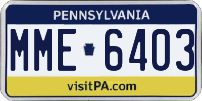 PA license plate MME6403