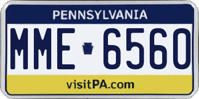 PA license plate MME6560