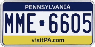 PA license plate MME6605