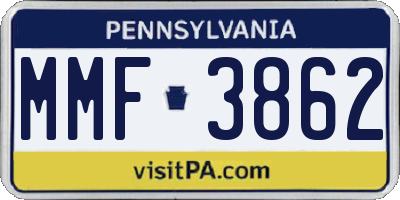 PA license plate MMF3862