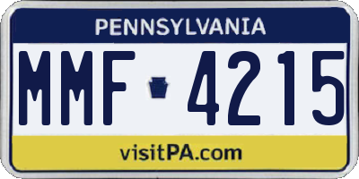 PA license plate MMF4215