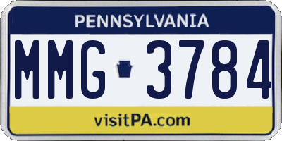 PA license plate MMG3784