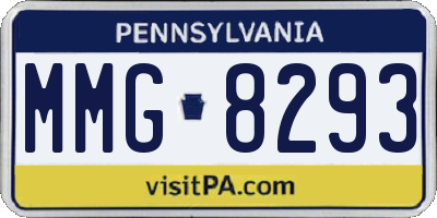 PA license plate MMG8293