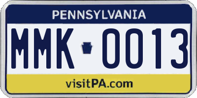 PA license plate MMK0013