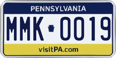 PA license plate MMK0019