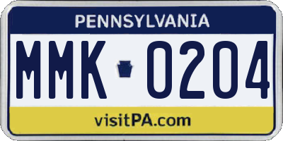 PA license plate MMK0204