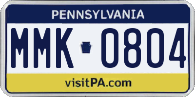 PA license plate MMK0804
