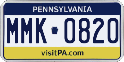 PA license plate MMK0820