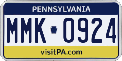 PA license plate MMK0924