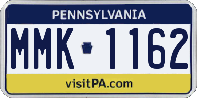 PA license plate MMK1162