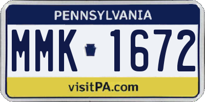 PA license plate MMK1672