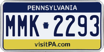 PA license plate MMK2293