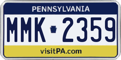 PA license plate MMK2359