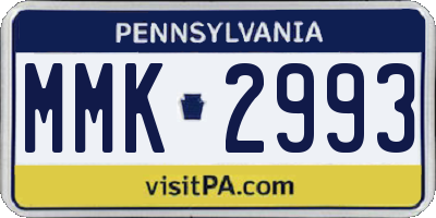 PA license plate MMK2993