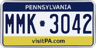 PA license plate MMK3042