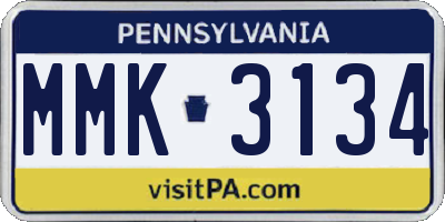 PA license plate MMK3134