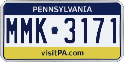 PA license plate MMK3171