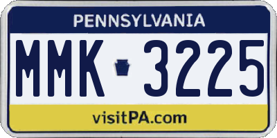 PA license plate MMK3225