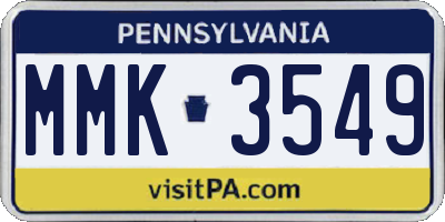 PA license plate MMK3549