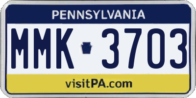 PA license plate MMK3703